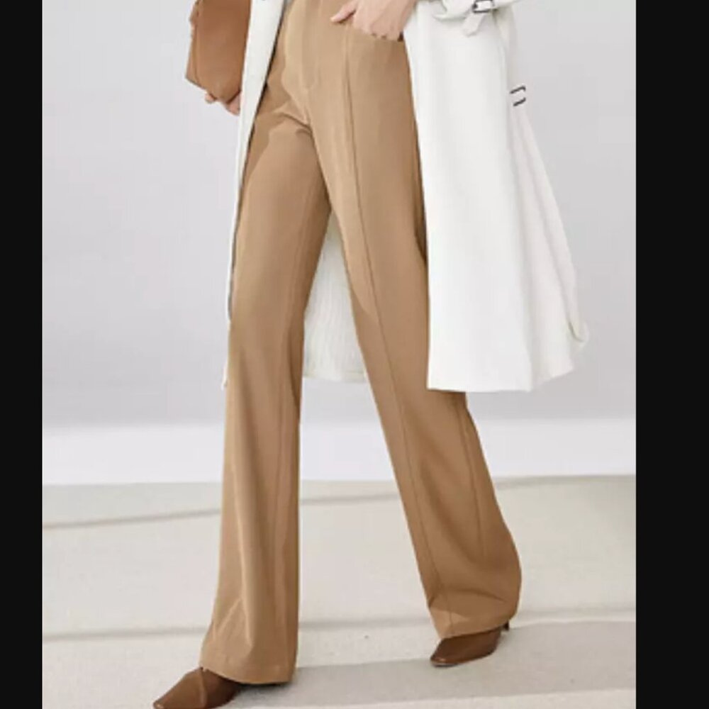 Women's High-Waist Wide-Leg Pants — Tan